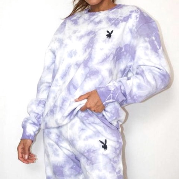 Misguided playboy oversized crew, lilac. Size S - Picture 1 of 2